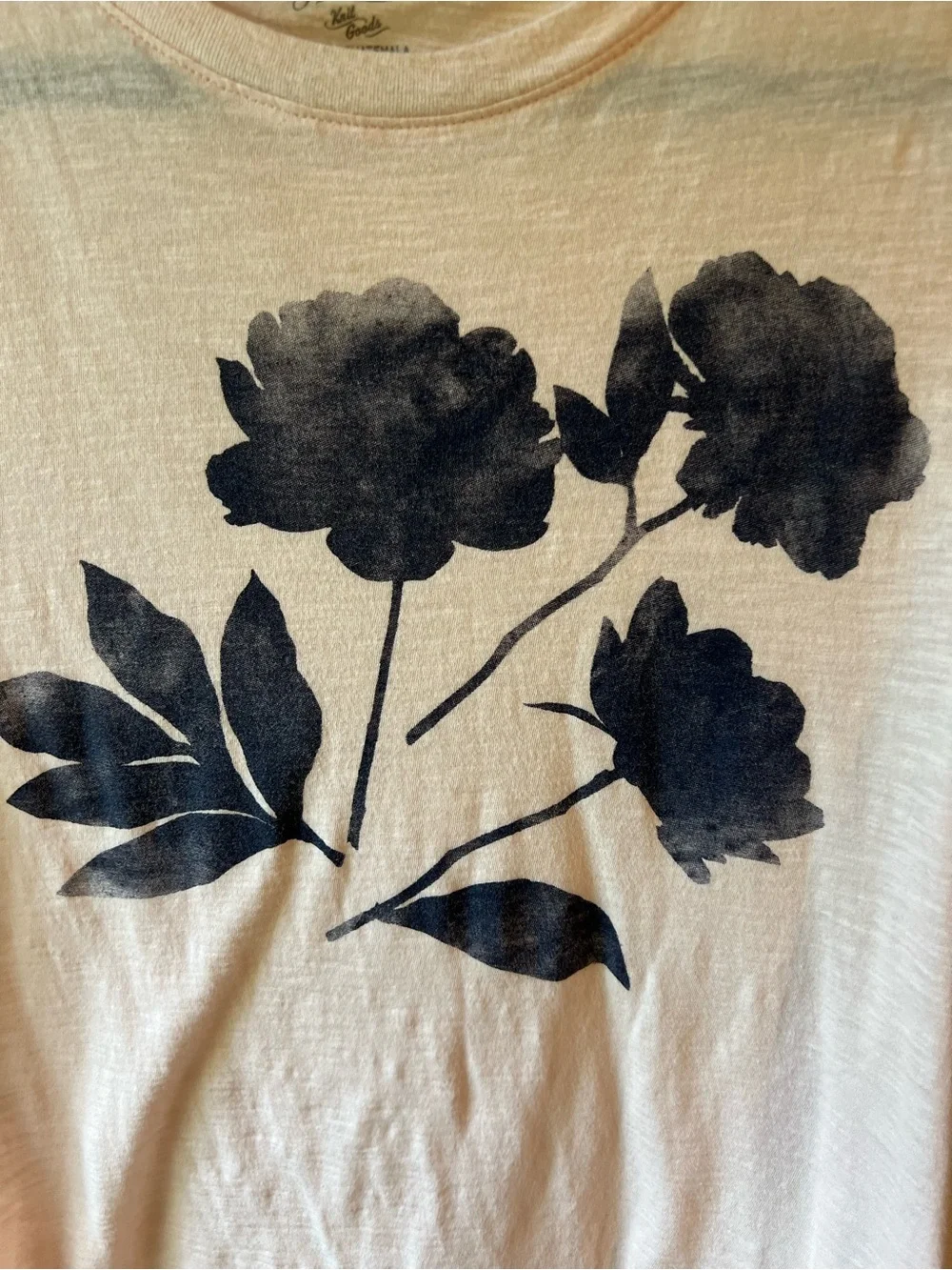 J. Crew Pale Pink Tee with Navy Floral Print